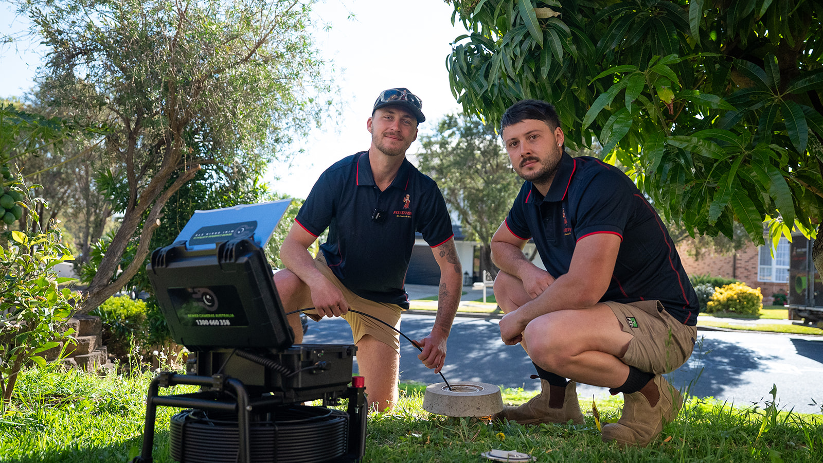 Two Fixed Today plumbers at the drain clearing machine
